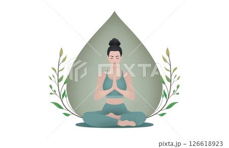 woman sitting in yoga lotus pose, Healthy wellness Asian woman yoga breathing meditating in lotus position, Spirit of the universe, A woman performs yoga and meditate, Meditation, mindfulness woman sitting in yoga lotus pose, Healthy wellness Asian woman yoga breathing meditating in lotus position, Spirit of the universe, A woman performs yoga and meditate, Meditation, mindfulness 126618923