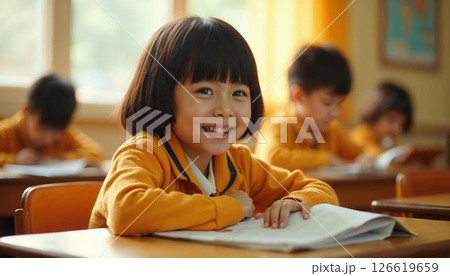 教室で勉強する女の子 126619659