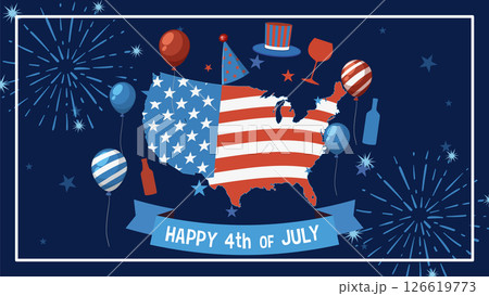Patriotic 4th of July Celebration Illustration 126619773