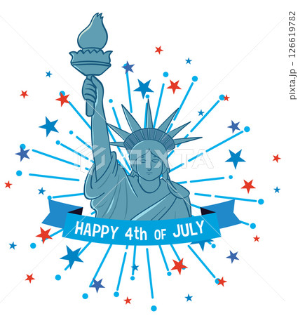 Statue of Liberty with 4th of July Fireworks 126619782