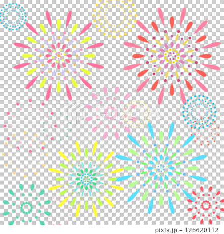 五顏六色的煙花插畫 126620112