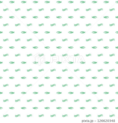 海の魚とさざ波のパターンイラスト 背景素材 スウォッチ対応 グリーン 海の魚とさざ波のパターンイラスト 背景素材 スウォッチ対応 グリーン 126620348