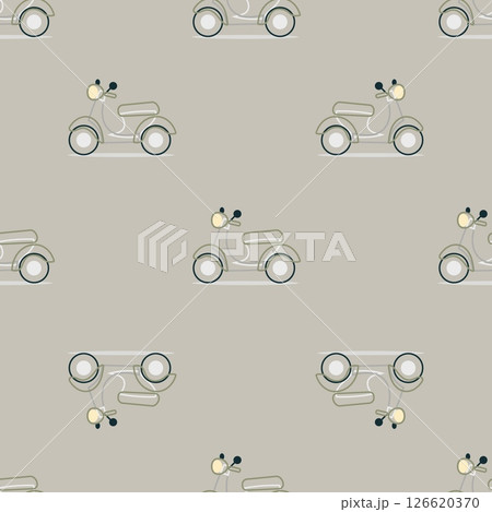 Outlined retro scooter pattern on muted background 126620370
