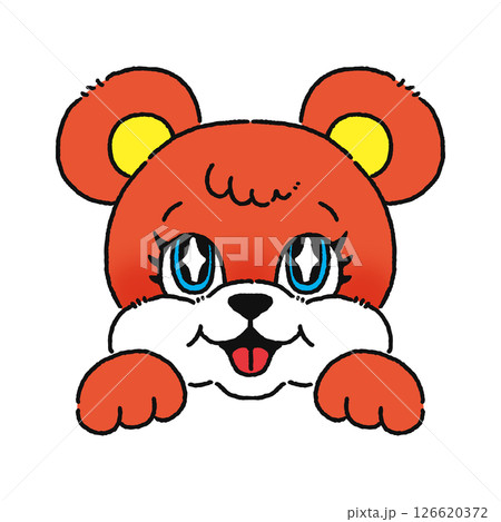 ひょっこり顔を出したレトロポップなクマ 126620372