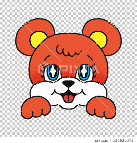 ひょっこり顔を出したレトロポップなクマ 126620372