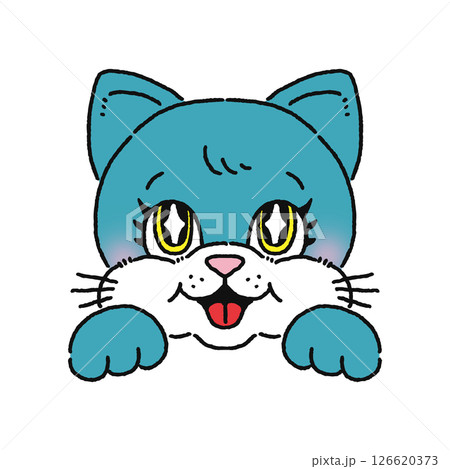 ひょっこり顔を出したレトロポップなネコ 126620373