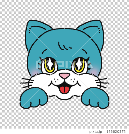 ひょっこり顔を出したレトロポップなネコ 126620373