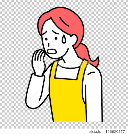An upset woman in an apron An upset woman in an apron 126620377