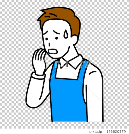 An upset man in an apron An upset man in an apron 126620379