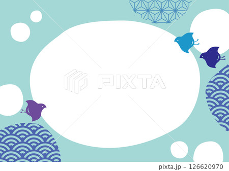 千鳥と泡の和モダンフレーム横 126620970