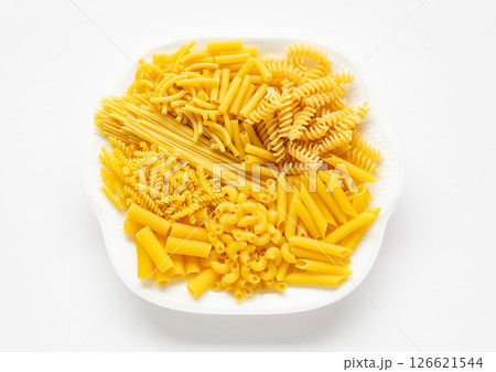 いろいろなマカロニ　多種類　パスタ　炭水化物 126621544