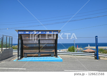 【韓国/江原道】韓国の東海岸 海沿いのバス停 126621588