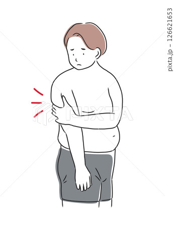 腕の贅肉が気になる男性のイラスト素材 126621653