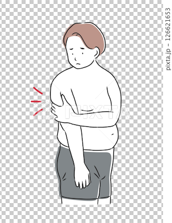 腕の贅肉が気になる男性のイラスト素材 126621653
