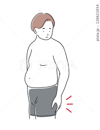 お尻の贅肉が気になる男性のイラスト素材 お尻の贅肉が気になる男性のイラスト素材 126621654