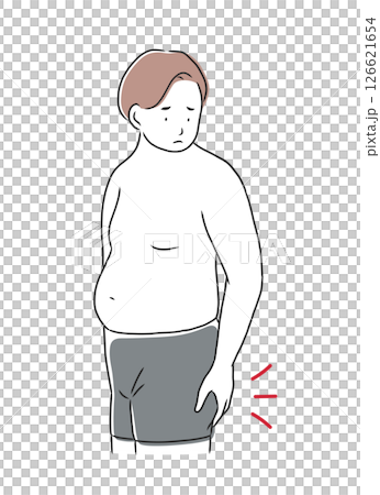 お尻の贅肉が気になる男性のイラスト素材 お尻の贅肉が気になる男性のイラスト素材 126621654