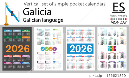 Spain vertical Set of pocket calendars for 2026 126621820