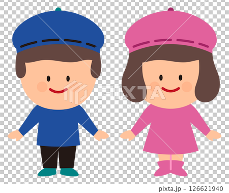 孩子們穿著秋天衣服的插圖 126621940