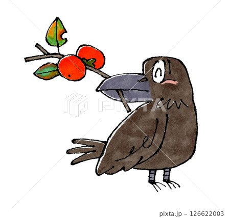 カラスと柿 126622003