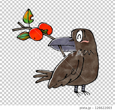 カラスと柿 126622003