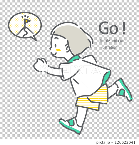 孩子們奔向目標 — — 簡單而時尚的線條畫插圖 孩子們奔向目標 — — 簡單而時尚的線條畫插圖 126622041