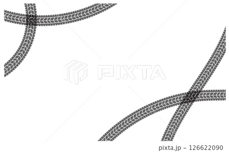 車のタイヤの痕のフレーム背景素材 車のタイヤの痕のフレーム背景素材 126622090