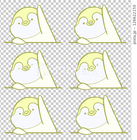 Emperor penguin chicks raising their hands in six patterns (yellow) 126622150