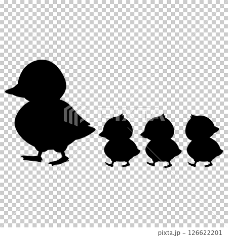 Sideways duck parent and child silhouette Sideways duck parent and child silhouette 126622201