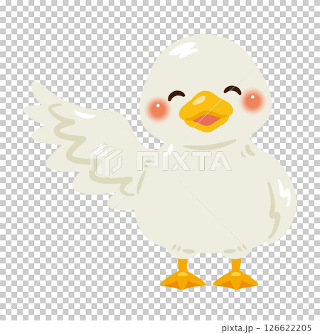 片手を上げた笑顔のアヒルイラスト 126622205