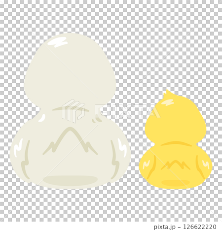 Sitting duck and chick back view illustration set 126622220