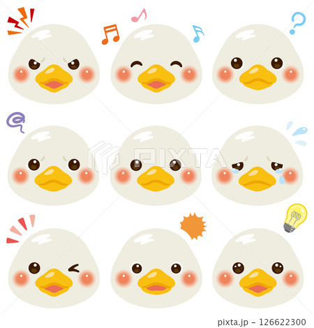 アヒルのイラストセット 顔表情のみ アヒルのイラストセット 顔表情のみ 126622300