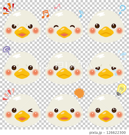 アヒルのイラストセット 顔表情のみ アヒルのイラストセット 顔表情のみ 126622300