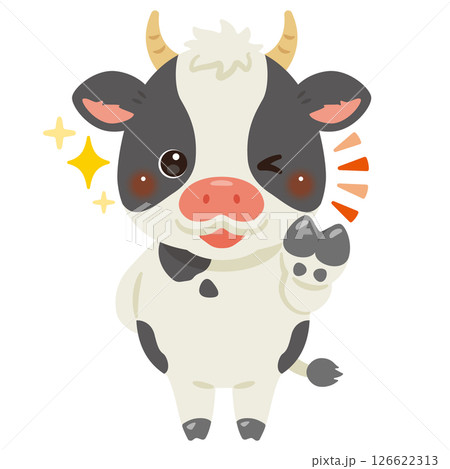 グッドサインを出すウシのキャラクターイラスト グッドサインを出すウシのキャラクターイラスト 126622313