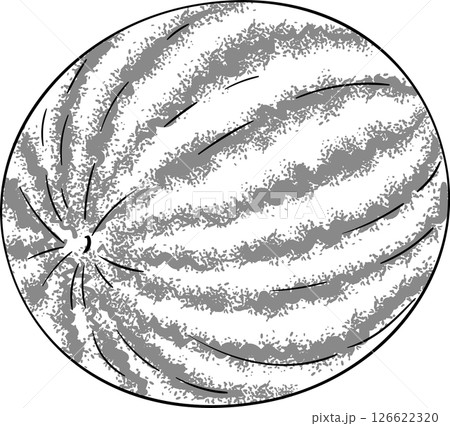 Watermelon Fruit Outline Illustration. Organic natural nutritional healthy food ingredient, vegetarian diet product.  126622320