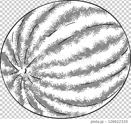 Watermelon Fruit Outline Illustration. Organic natural nutritional healthy food ingredient, vegetarian diet product.  126622320
