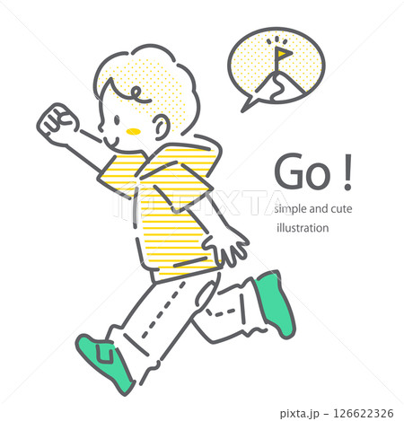 目標へ向かって走る子供たち シンプルでお洒落な線画イラスト 目標へ向かって走る子供たち シンプルでお洒落な線画イラスト 126622326