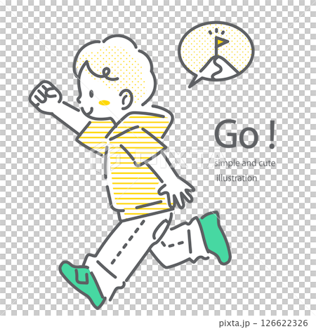 孩子們奔向目標 — — 簡單而時尚的線條畫插圖 孩子們奔向目標 — — 簡單而時尚的線條畫插圖 126622326