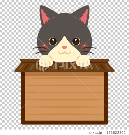 木製看板に乗った猫のキャラクターイラスト 木製看板に乗った猫のキャラクターイラスト 126622362