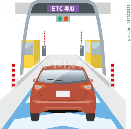 ETCゲートを通過している自動車のイメージイラスト ETCゲートを通過している自動車のイメージイラスト 126622381