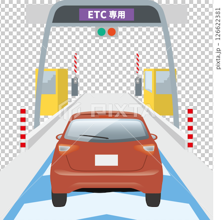 ETCゲートを通過している自動車のイメージイラスト ETCゲートを通過している自動車のイメージイラスト 126622381