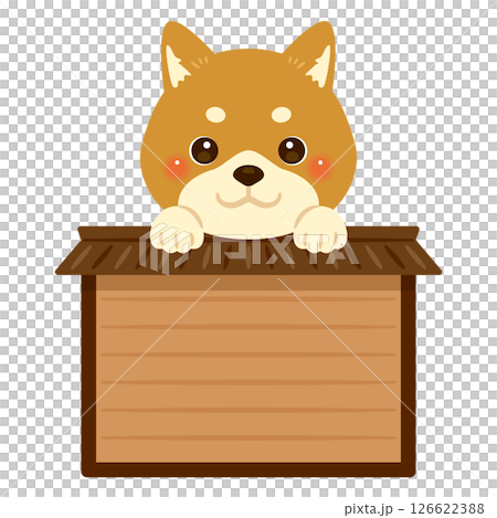 Shiba Inu character illustration riding on a wooden sign 126622388