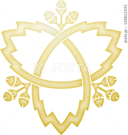 家紋　実付き鬼結び柏【金色】 126622433