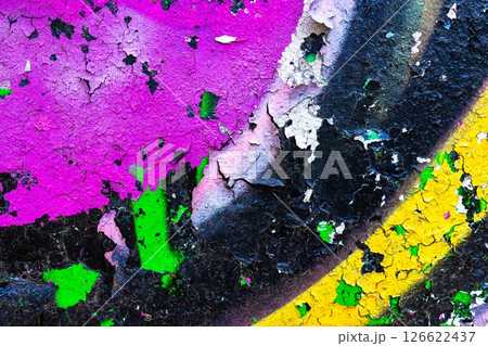 Textured Urban Graffiti in Neon Pink, Green, Yellow for 90s, Y2K Underground Aesthetic 126622437