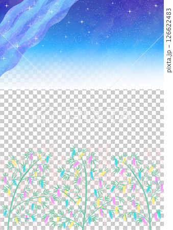七夕の夜空と短冊のイラスト 126622483