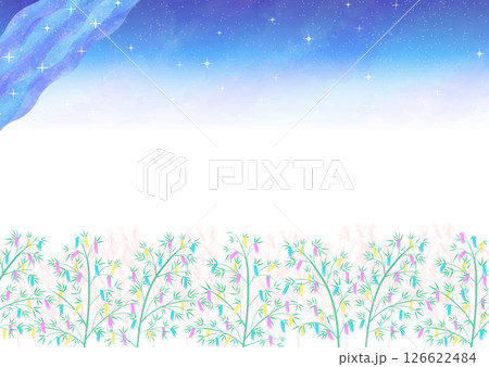 七夕の夜空と短冊のイラスト 126622484