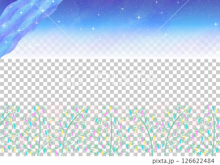 七夕の夜空と短冊のイラスト 126622484
