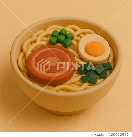 クレイアート風のラーメン,3D素材 126622981