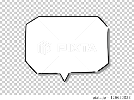 手書き風のふきだし単品 白塗り影付き 手書き風のふきだし単品 白塗り影付き 126623028