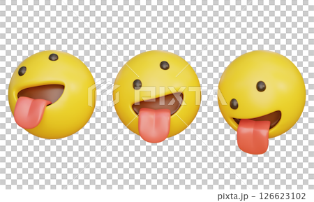 crazy mad Stick tongue out expression Emoji 3D Icon 126623102