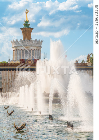 Stone Flower fountain and pavilion Ukraine in Exhibition of economic achievements, VDNKh, Moscow, Russia Stone Flower fountain and pavilion Ukraine in Exhibition of economic achievements, VDNKh, Moscow, Russia 126623338